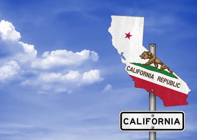 California-post-sign-with-the-california-flag